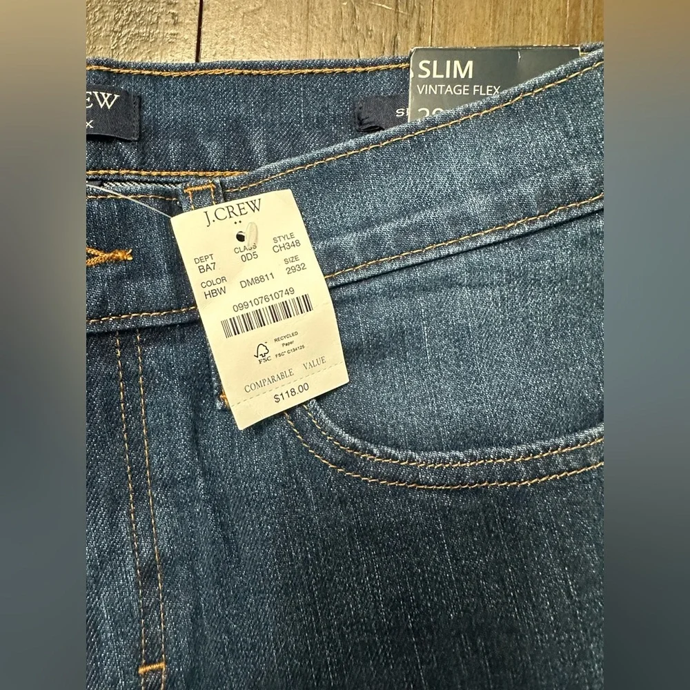 NWT J. Crew Men’s Slim-fit jean in vintage stretch - Size 29x32 - Heritage Blue